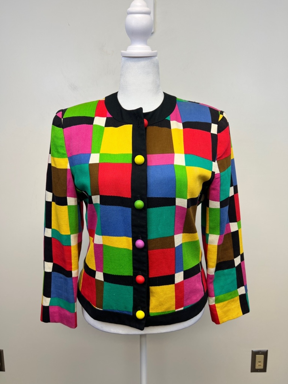 Ann Kirk Chicago Chic Bold Women's Color block Button Down Blazer Jacket Size 10